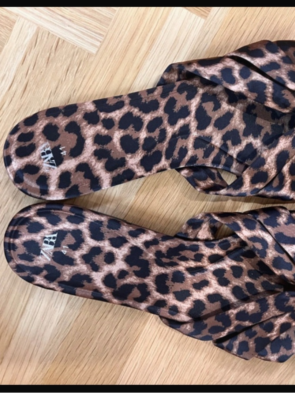 Zara Leopard-Print Slide Sandals - Brown & Black - Picture 2 of 4